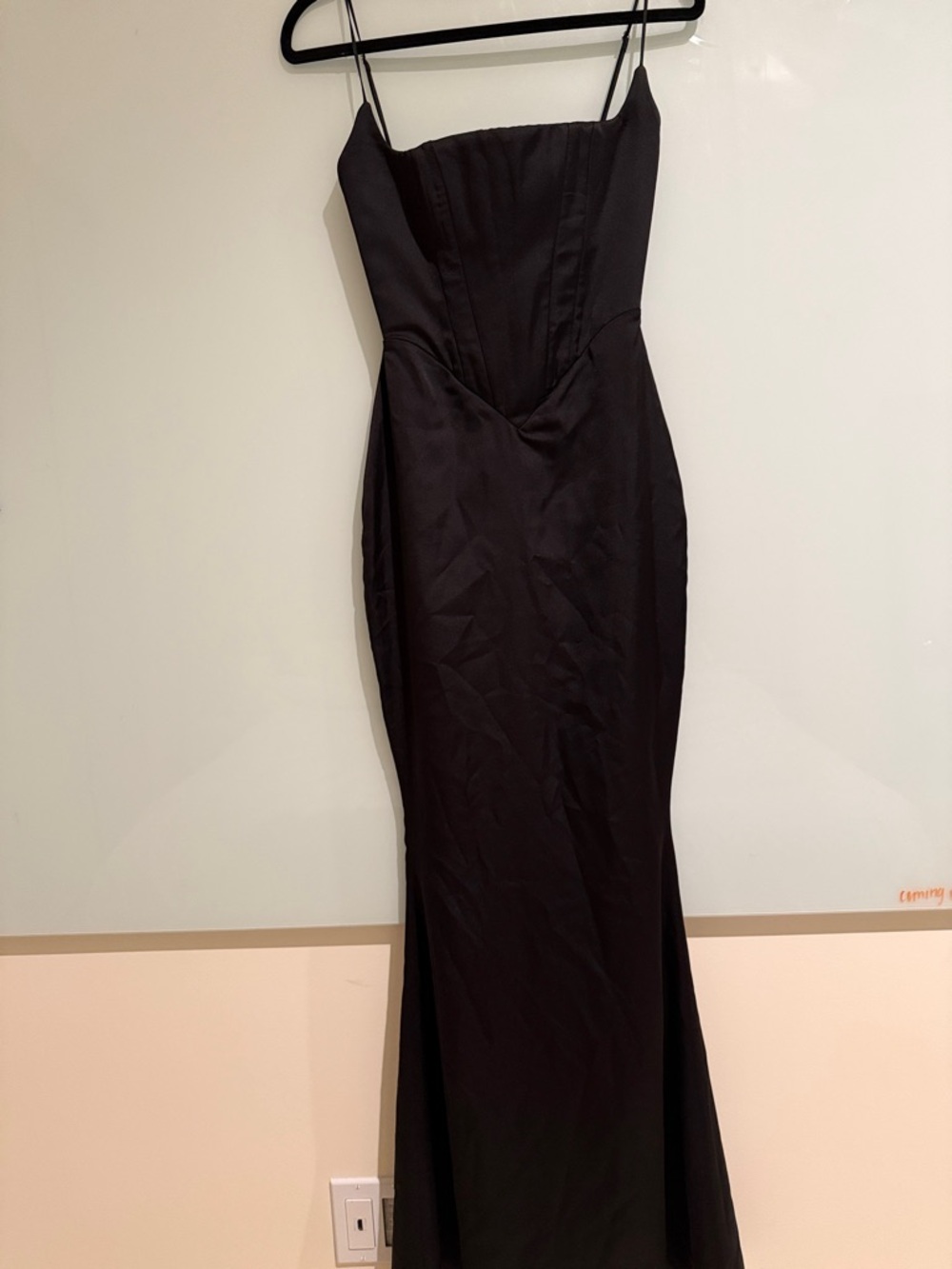 House of CB elegant Black Satin corset Spaghetti-Strap Dress